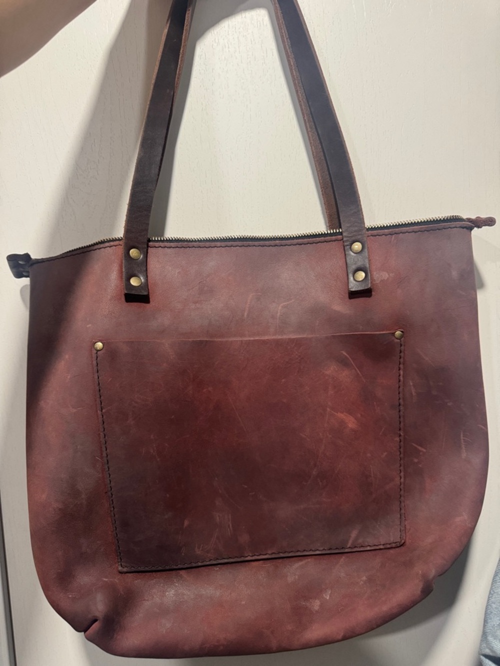 Portland Leather Burgundy Brown Leather Tote - Picture 3 of 3
